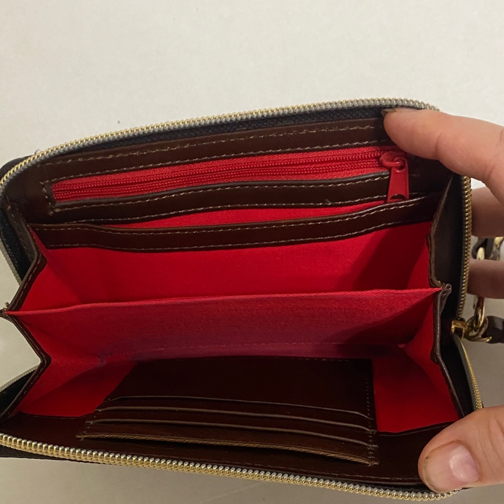Dooney & Bourke Red and Black Clutch Wristlet - Picture 4 of 8